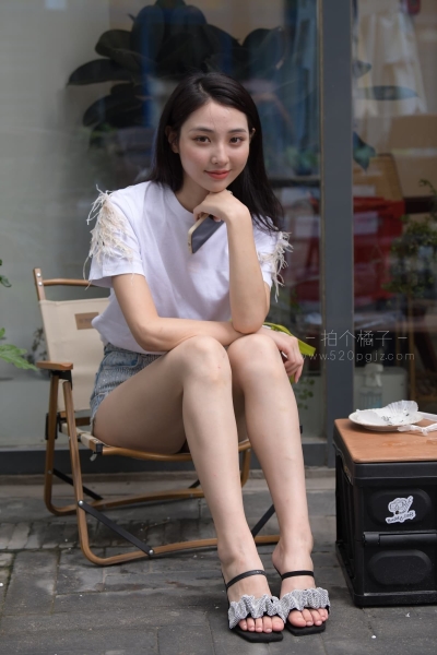 M178 牛仔短裤T恤-栀子花